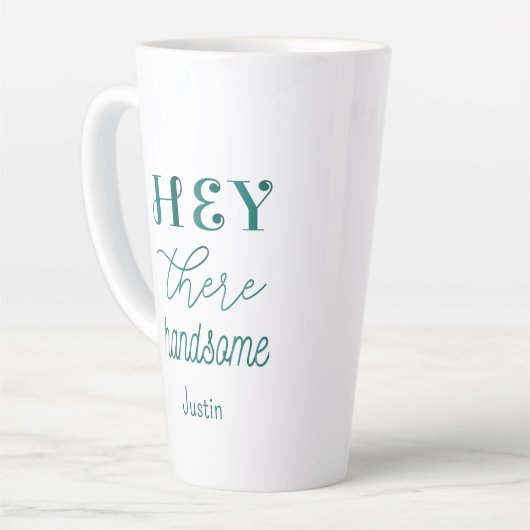 Groen Wit Handsome Quote Script Mannen Latte Mok (Linkerhoek)
