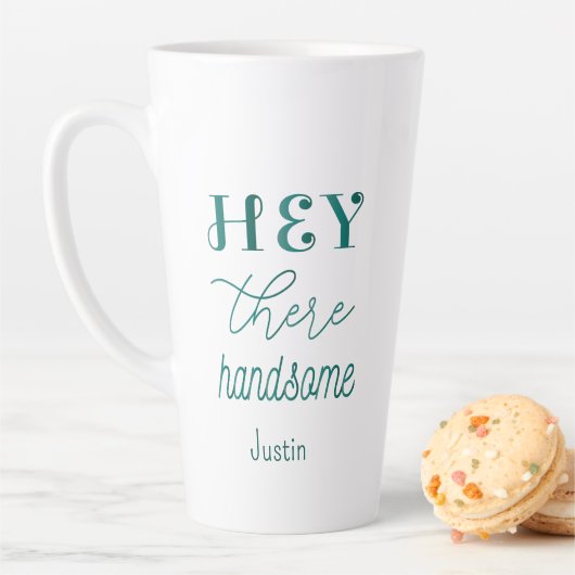 Groen Wit Handsome Quote Script Mannen Latte Mok (In situ)