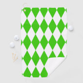 Groen Wit Harlequin Diamonds Checkers Design Golfhanddoek (Insitu)