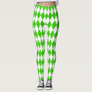 Groen Wit Harlequin Diamonds Checkers Design Leggings