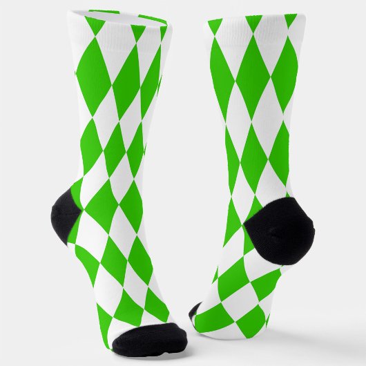 Groen Wit Harlequin Diamonds Checkers Design Sokken