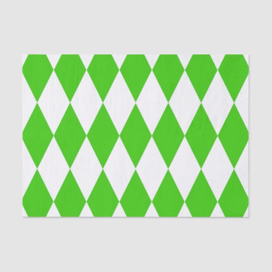 Groen Wit Harlequin Diamonds Checkers Design Tissuepapier (Voorkant)