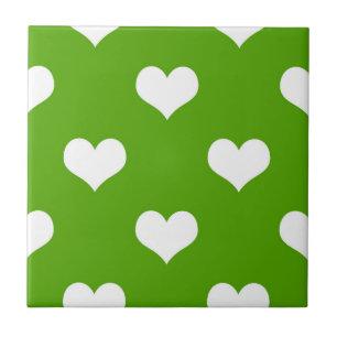Groen Wit Hartjes Design Tegeltje