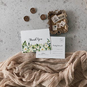 groen wit herfst bloemen dank u briefkaart