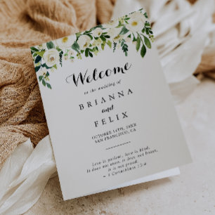 groen wit herfst bloemen gevouwen bruiloft programma