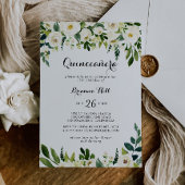 groen wit herfst bloemen quinceañera kaart