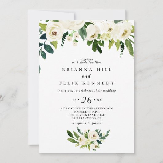 groen wit herfst bloemenbruiloft Casual Kaart (Voorkant)