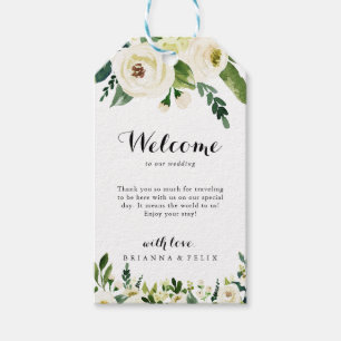 groen wit herfst bloemenbruiloft welkom cadeaulabel