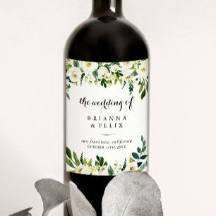 groen wit herfst bloemenbruiloft wijn labels etiket