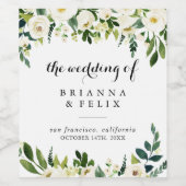 groen wit herfst bloemenbruiloft wijn labels wijn etiket (Enkel label)