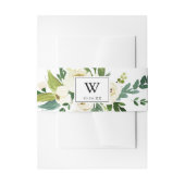 groen wit herfst bloemenmonogram bruiloft uitnodigingen wikkel (Voorkant Voorbeeld)