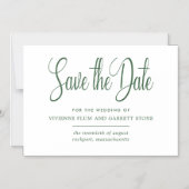 Groen & Wit Kalligrafie Bruiloft Save the Date Magnetische Uitnodiging (Voorkant)