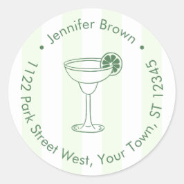 Groen Wit Margarita Vrijgezellenfeest Retouradres Ronde Sticker