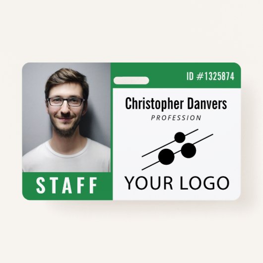 Groen Wit Medewerker ID Foto & Grote Logo Badge (Voorkant)