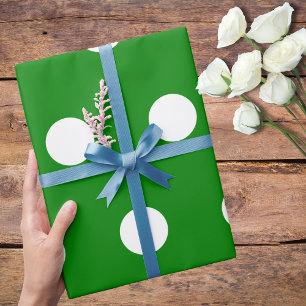 Groen Wit Medium Polka Dots Cadeaupapier