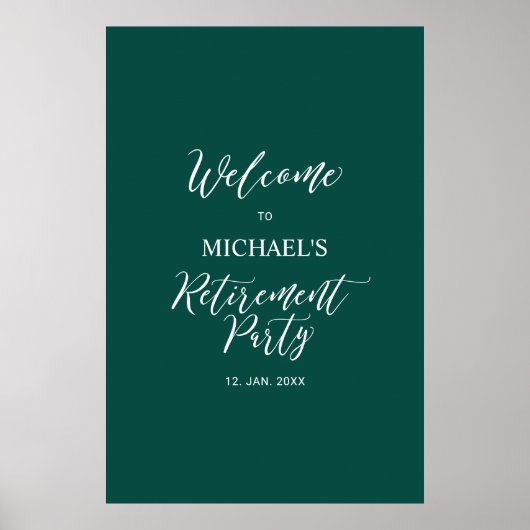 Groen & Wit Minimale Pensioenpartij Welkom Poster (Voorkant)