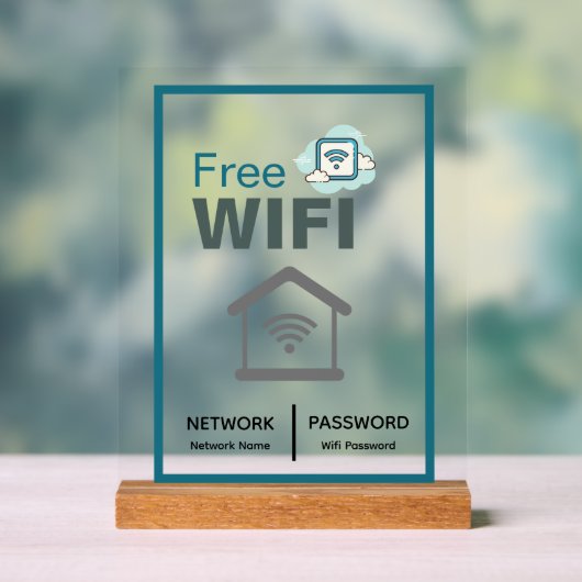 Groen Wit Minimalistisch Gratis WiFi Netwerk Inter Acryl Bord (Neutraal)