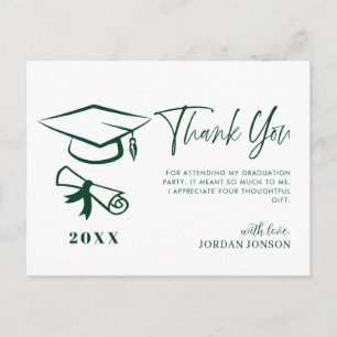 Groen wit minimalistisch modern Afstuderen dank u Briefkaart