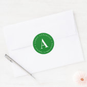 Groen & Wit | Monogram retouradres Ronde Sticker (Envelop)