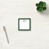 Groen Wit Monogrammed Mannen Post-it® Notes (Kantoor)