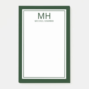 Groen Wit Monogrammed Mannen Post-it® Notes