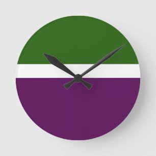 Groen Wit Paarse Plain Color Block Design Ronde Klok