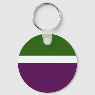 Groen Wit Paarse Plain Color Block Design Sleutelhanger
