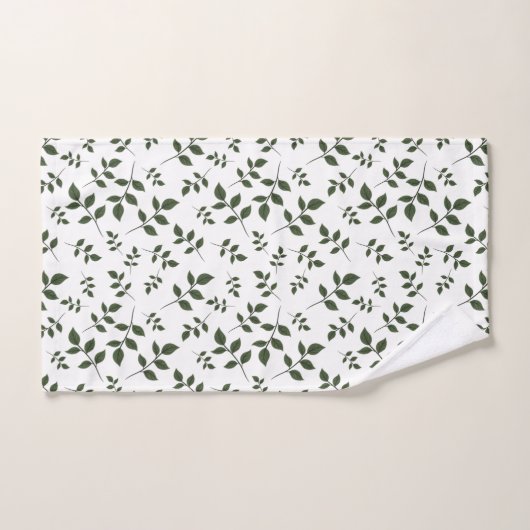 Groen wit patroon bladeren monogram bad handdoek (Handdoek)