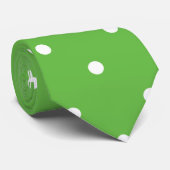 Groen wit patroon met witte stift stropdas (Opgerold)