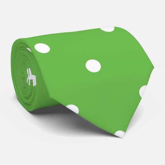 Groen wit patroon met witte stift stropdas (Opgerold)