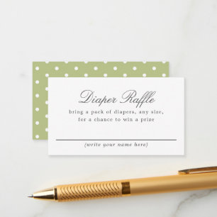 Groen Wit Polka Dot Baby Douche Luier Raffle Informatiekaartje