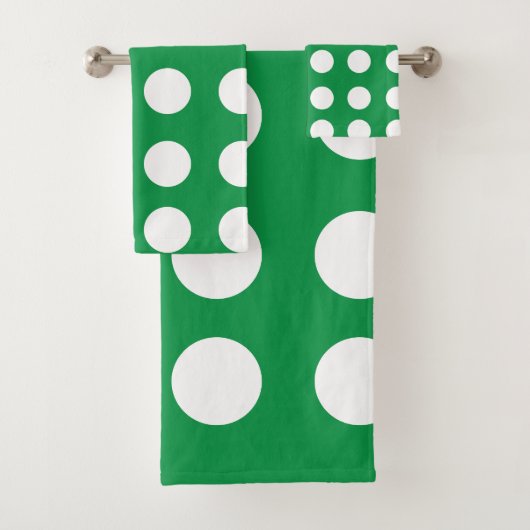 Groen Wit Polka Dot Girly Chic Bad Handdoek (Insitu)