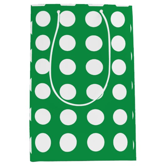 Groen Wit Polka Dot Schattige Girly Medium Cadeauzakje (Voorkant)