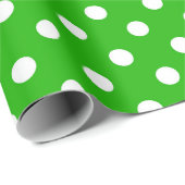 Groen Wit Polka Dots Design Cadeaupapier (Rol Hoek)