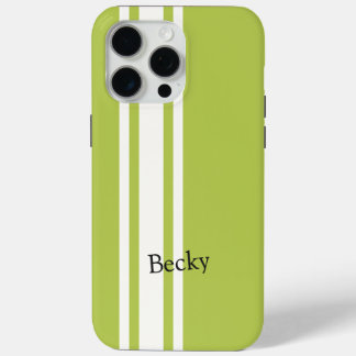 Groen Wit Racing Stripes Serif Naam iPhone 15 Pro Max Hoesje