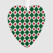 Groen, wit, rood diamantpatroon ornament (voorkant)