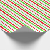Groen, wit, rood gekleurd, gestreept/gelaagd patro cadeaupapier (Hoek)
