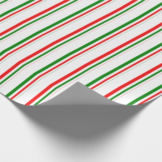 Groen, wit, rood gestreept patroon inpakpapier (Hoek)