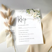 Groen Wit Rozen Bruiloft RSVP Kaart
