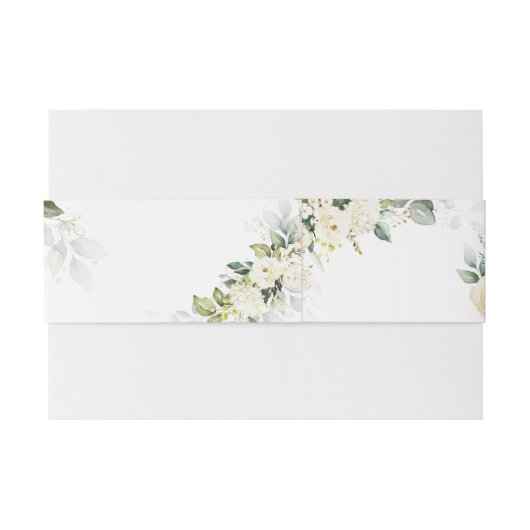 groen wit rozen bruiloft uitnodiging buik band uitnodigingen wikkel (Achterkant Voorbeeld)