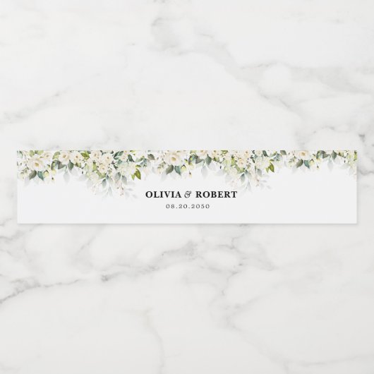 groen wit rozen bruiloft water fles label waterfles etiket (Enkel label)