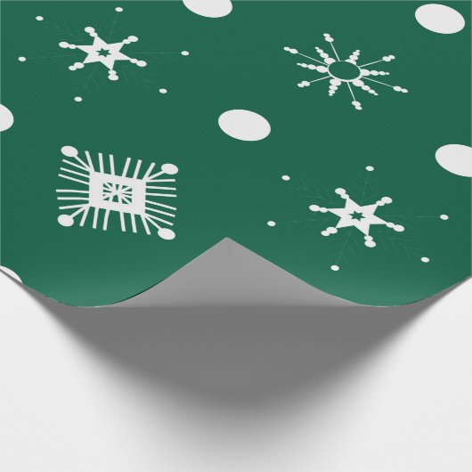 Groen wit Snowflakes patroon Cadeaupapier (Hoek)