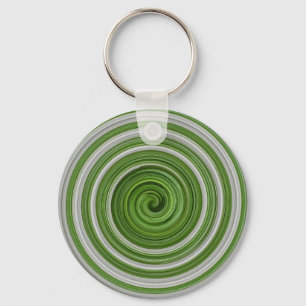 Groen-wit spiraalpatroon sleutelhanger