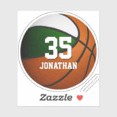 Groen Wit Team Kleuren Basketbal Speler Geschenken Sticker (Vel)