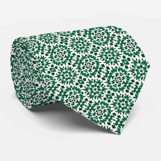 Groen & Wit Tegel Small Pattern Stropdas (Opgerold)