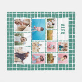 Groen wit van het net 12 foto moderne minimale abs fleece deken (Voorkant (Horizontaal))