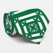 Groen wit vierkant geometrisch patroon stropdas (Opgerold)