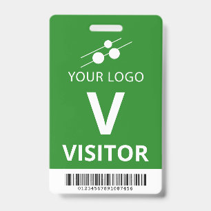 Groen Wit Voeg uw Logo barcode bezoeker toe Badge