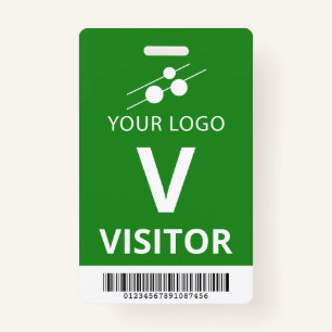 Groen Wit Voeg uw Logo barcode bezoeker toe Badge