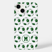 Groen wit voetballen patroon monogram Case-Mate iPhone case (Achterkant)